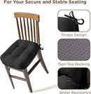 Codi Dining Chair Cushions 4 Pack, Thick Chairs Pads for Indoor Kitchen Room - Washable, Non-Slip Memory Foam Seat Cushion with Ties, 16.5"x16.5"x 3.5", Set of 4, Black by CozyNest Decor