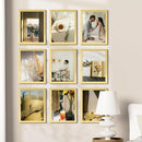 Vittanly 9x12 Picture Frames Set of 9, Shatter Resistant Plexiglass, Display 6x8 Pictures with Mat or 9x12 without Mat, Photo Frames for Wall or Tabletop, Engineered Wood, Gold by CozyNest Decor