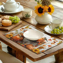 Fall Placemats 12x18 Inch Set of 4 Pumpkin Maple Leaves Sunflower Bird Linen Place Mat Burnt Orange Autumn Thanksgiving Harvest Table Mats for Party Kitchen Dining Decoration by CozyNest Decor