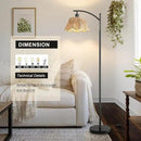 Oneach Arc Floor Lamp for Living Room,Rattan Boho Floor Lamp with Hand-Woven Wicker Shade, Foot Switch,Black Metal Base & Pole,Farmhouse Standing Lamp for Bedroom Corner,Reading by CozyNest Decor
