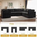 HOOOWOOO Modular Sectional Sofa,7 Pieces Sectional Couches for Living Room,131X98 U Shaped Cloud Couch Set(Black Velvet Corduroy) by CozyNest Decor
