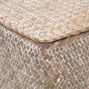 Wicker Basket with Lid, Seagrass Storage Basket, Woven Decorative Storage Baskets for Shelf Organizing, Whitewash by CozyNest Decor