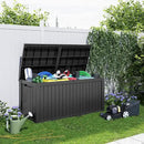 180 Gallon Resin Deck Box, Lockable Patio Outdoor Storage Box for Furniture, Garden Tools and Tools Storage, Waterproof Outside Storage Boxes - Black by CozyNest Decor