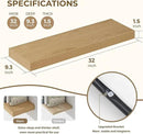 Dreamland 32 Inches Floating Shelves for Wall, 9.3" Deep Long Floating Shelves Set of 2, Large Display & Storage Shelf, Wall Shelf for Bathroom Bedroom Living Room Kitchen Office, Oak by CozyNest Decor