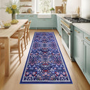 Runner Rug for Entryway: 2x10 Kitchen Rugs Non Slip Washable Ultra-Thin Soft Floral Carpet Indoor Floor Stain Resistant Carpets for Hallway Bedroom Kitchen Laundry Bathroom Dorm Blue by TinyTreasures Baby Boutique