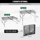 RedSwing Portable Grill Table for Outside, Aluminum Folding Grill Stand Table for Outdoor Camping Picnic BBQ, Lightweight Adjustable Height, 36"x24"x15"/28" Sliver by GreenHaven Gardens