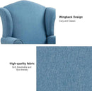 Accent Chair, High Back Upholstered Armchair with High Resilience Sponge & Wood Legs, Mid-Century Modern Comfy Single Sofa Reading Chairs for Living Room, Bedroom (Blue, Set of 2) by CozyNest Decor
