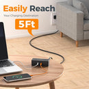 Black Extension Cord 5 Ft, TESSAN Flat Surge Protector Power Strip with 4 Wide Spaced AC Outlets 3 USB Ports (1 USB C), Ultra Thin Flat Plug with 900J Surge Protection, Office Dorm Room Essentials by TinyTreasures Baby Boutique