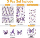 Personalized Baby Bedding Set, 5 Pcs Custom Toddlers Bedding Set with Infant Name, Soft Double Layer Nursery Crib Set for Girls Boys, Customized Infants Gifts for Baby Shower, Purple Butterfly by TinyTreasures Baby Boutique