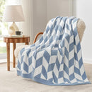 Snuggle Sac Chevron Throw Blanket for Couch, Reversible Super Soft Warm Blankets Cozy Knit Fuzzy Plush Lightweight Throws for Sofa, Bed, Camping, Blue, 50x60 inches by TinyTreasures Baby Boutique