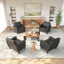 STHOUYN Living Room Chairs Black Leather Accent Chairs Set of 2, Waiting Room Arm Chairs, Reading Chairs for Bedroom Comfy Club Chair Tufted, Office Small Space (2, Black) by CozyNest Decor