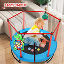 Pink Indoor Trampoline for Kids 2-5, 5ft Mini Indoor & Outdoor Small Toddler Trampoline with Net and Basketball Hoop by TinyTreasures Baby Boutique