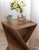 Modern Hand Made One-of-a-Kind Carved Mango Wood End Table, Farmhouse Side Table,Farmhouse End Table,Living Room,Bedroom, Accent Table, Contemporary Architectural Designed Natural by CozyNest Decor