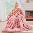 BENVWE Faux Fur Throw Blanket for Couch Bed - Fluffy Soft Thick Bubble Blanket for Living Room Home Decor - Mothers Day Birthday Gifts for Women, Dusty Pink, 63" x 80" by CozyNest Decor