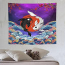 Houselerax Japanese Koi Fish Tapestry, Yin Yang Big Wave Cherry Blossom Tapestries Wall Hanging for Bedroom Living Room Office Decor 60"x50" by CozyNest Decor
