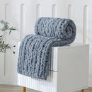 WESHIONGOO Chunky Knit Blanket Throw 40"×40" Knitted Throw Blankets for Couch Bed Fluffy Soft Blanket with Jumbo Chenille Yarn Thick 100% Handmade (Dusty Blue) by CozyNest Decor