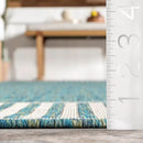 nuLOOM 9'6" x 12' Outdoor Area Rug, Casual Design With Striped Border, Stain Resistant, Highly Durable, For Patio, Balcony, Bedroom, Living Room, Dining Room, Bathroom, Teal by CozyNest Decor