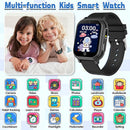 Kids Waterproof Smart Watch Gift for Boys Ages 3-12, 32 Puzzle Games, HD Touchscreen, Dual Camera, Vedio Pedometer Music Player, Kids Watch Toy Birthday Gifts for Boys Ages 5 6 7 8 9 10 (Black) by TinyTreasures Baby Boutique