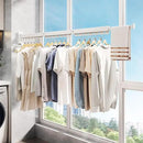 Wall Mounted Clothes Hanger,Clothes Drying Rack,Laundry Rack Wall Mount,Drying Rack Clothing,Clothes Rack Retractable,Collapsible(Tri-Fold), with Windproof Holes & Clips,White Color by CozyNest Decor