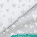 Waterproof Changing Pad Cover 2 Pack, 100% Cotton Change Table Cover Sheets, Ultra Soft, Unisex White Grey Star Print by TinyTreasures Baby Boutique