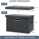 Large 17" 36 Quart Collapsible Stackable Storage Bins with Lids, 3 Packs Dark Gray Foldable Fabric Closet Storage Boxes with Lids, Heavy-duty Linen Cube Baskets(17x12x11) by CozyNest Decor