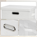 Medium 15" 21 Quart Collapsible Stackable Storage Bins with Lids, 5 Packs White Foldable Fabric Closet Storage Boxes with Lids, Lidded Heavy-duty Linen Baskets(15x11x8) by TinyTreasures Baby Boutique