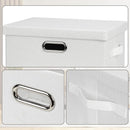 Medium 15" 21 Quart Collapsible Stackable Storage Bins with Lids, 5 Packs White Foldable Fabric Closet Storage Boxes with Lids, Lidded Heavy-duty Linen Baskets(15x11x8)