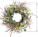 Idyllic 20 Inch Spring Summer Wild Flower Artificial Daisy Front Door Wreath, Everyday Greenery Eucalyptus Leaves for Indoor and Outdoor Use, Rustic Farmhouse Style Home Wreath Decor by CozyNest Decor