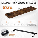 Fun Memories Floating Shelves for Wall, 27.5" Rustic Wood Deep Wall Mounted Shelves with Invisible Brackets for Decor & Storage, Floating Shelf for Living Room, Bathroom (Rustic Brown, Set of 2)