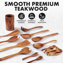 Zulay Kitchen 15-Piece Teak Wooden Utensils for Cooking - Natural Teak Utensil Set with Premium Gift Box - Non-Stick Wooden Spoons for Cooking - Kitchen Gift Set - Comfortable Grip Wooden Utensil Set by CozyNest Decor
