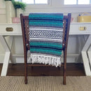 Del Mex Classic Mexican Blanket, Large Authentic Woven Falsa Throw (70"x50"), Artisan Southwest Décor for Beach, Yoga, Outdoors (Teal) by CozyNest Decor