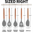Zulay Kitchen Utensils Set Non-Stick Silicone Cooking Utensils Set with Authentic Acacia Wood Handles - 5 Piece Silicone Utensil Set - Kitchen Utensils Set with 464°F Heat Resistance - Gray by CozyNest Decor
