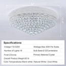 18-Light 32 inch Large Crystal Chandelier Flush Mount Ceiling Light Fixture for Living Room Dining Room Bedroom Foyer Entryway Chrome Finish by CozyNest Decor