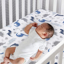 Lambs & Ivy Baby Dino Blue/White Dinosaur Nursery 6-Piece Crib Bedding Set by TinyTreasures Baby Boutique