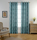 MIUCO Moroccan Embroidered Semi-Sheer Curtains Faux Linen Grommet Curtains for Living Room 52 x 84 Inch 2 Panels Set, Teal by CozyNest Decor