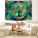 Delur Tree of Life Tapestry Green Nature Bohemian Mandala Spiritual Tapestry Wall Hanging Mystical Landscape Hippie Psychedelic Headboard for Bedroom Living Room Home Decor (59.1" x 78.7") by CozyNest Decor