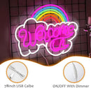 LISIGNVE Rainbow Welcome Neon Sign Cloud Light Up Sign Welcome Led Sign Rainbow Neon Light with USB for Bedroom Wedding Party School Business Wall Decor (16.5”*12.6”) by CozyNest Decor