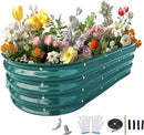 Galvanized Metal Raised Garden Bed 4x2x1ft Large Raised Planter 1Pack Outdoor Blue Planter Box with Rubber Stripe and Safety Gloves for Vegetables, Fruits, Flowers by GreenHaven Gardens