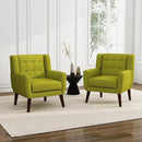 UIXE Accent Chairs Set of 2, Modern Upholstered Arm Chair, Mid-Century Club Armchair Comfy Single Lounge Sofa Button Tufted Living Room Reading Seat Bedroom Side Sitting for Home Office,Green by CozyNest Decor