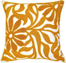 Alysheer Farmhouse Floral Leaves Embroidered Decorative Throw Pillow Cover 18x18 inches, Boho Tufted Flowers Embroidery Pattern Chic Cotton Cushion Case for Couch Bed Sofa Living Room(Mustard Yellow) by CozyNest Decor