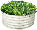 Olle 17" Tall, 42" Round Metal Raised Garden Bed Kits, Planter Raised Beds for Gardening, Raised Flower Bed Galvanized Planter Box, 3.5 * 3.5 * 1.4Ft,Ivory by GreenHaven Gardens