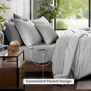 Monbix Queen Comforter Set - 7 Pieces Cationic Dyeing Light Grey Bed in a Bag Queen Bedding Sets with Comforter, Sheets, Pillowcases & Shams, Reversible Bedding Comforters Sets by CozyNest Decor