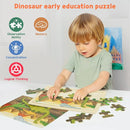 SYNARRY Large Dinosaur Wooden Puzzles for Kids 4 in 1 Gift Box(12.2 * 9.4 in) - FSC Certified, Jigsaw Puzzles for Kids Ages 4-6, Dinosaur Toys Gifts for 3 4 5 Year Old Boys Girls by TinyTreasures Baby Boutique