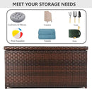 Outdoor 70 Gallon Wicker Storage Box with Waterproof Liner, Patio PE Rattan Storage Container for Outside, Deck Box with Hinged Lid for Cushions, Pillows, Towels, Horizontal Bin, Brown by GreenHaven Gardens
