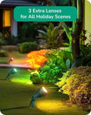 EDISHINE 120V Outdoor LED Spotlights, 4.8W Plug in Spotlight with 3 Lenses (Red Green Yellow) & 180° Rotatable Lamphead, 5000K Waterproof Landscape Lights for Flag Garden, 4 Pack by GreenHaven Gardens