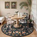 Moynesa Washable Round Rug 6ft, Ultra Thin Circle Living Room Area Rug Non Slip, Low Pile Soft Indoor Boho Bird 6'x6' Black Large Throw Carpet for Dining Room Under Table Office Bedroom by TinyTreasures Baby Boutique