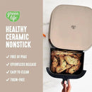 GreenLife Compact Electric Air Fryer Oven, 5.3 QT, PFAS-Free Ceramic Nonstick Drawer, 8 One Touch Digital Display, Easy View Window, Auto Shut-Off Timer, Dishwasher Safe Parts, 1500 Watts, Taupe by CozyNest Decor