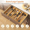 Lifewit Utensil Organizer for Kitchen Drawer, Expandable Cooking Utensil Tray, Bamboo Cutlery Silverware Flatware Holder, Adjustable Spatula Tools Gadget Storage Divider, 28 x18.5 x 2 inches, Natural by CozyNest Decor