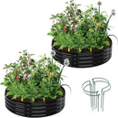 Galvanized Metal Planter Round Raised Garden Bed Kit for Gardening Outdoor，2x2x1ft 2pc Grow Garden Box Raised Flower Bed，Round Galvanized Planter Outdoor Metal Fire Pit Ring Black by GreenHaven Gardens