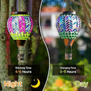 Mosaic Hot Air Balloon Solar Lanterns Outdoor Waterproof, Colorful Glass Solar Hanging Lantern Lights for Garden Patio Yard Gifts for Women Mom Grandma by GreenHaven Gardens